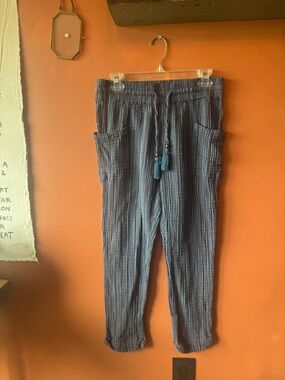 EARTHBOUND Blue Textured Stripe Drawstring Joggers